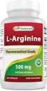 Bedste Naturals L- Arginin 500mg 250 Kapsler - Pharmaceutical Grade L Arginin supplement fremmer nitrogenoxid syntese