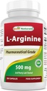 Bedste Naturals L- Arginin 500mg 250 Kapsler - Pharmaceutical Grade L Arginin supplement fremmer nitrogenoxid syntese