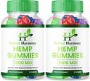 (2 Pack) Herbal Harmony Hemp Gummies - Official Formel - Herbal Harmony Gummies Maksimal ydeevne Hemp Blend Ekstra Styrke, Great Smag 25mg Per Gummy, 1500mg Per flaske Ny 2024 (120 Gummies)