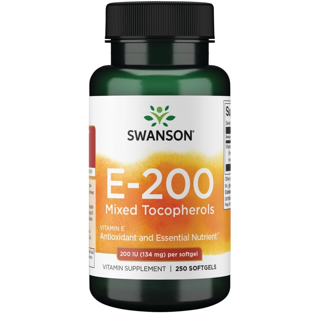 Swanson E-vitamin blandet tocopheroler 200 Iu (134 milligram) 250 Sgels