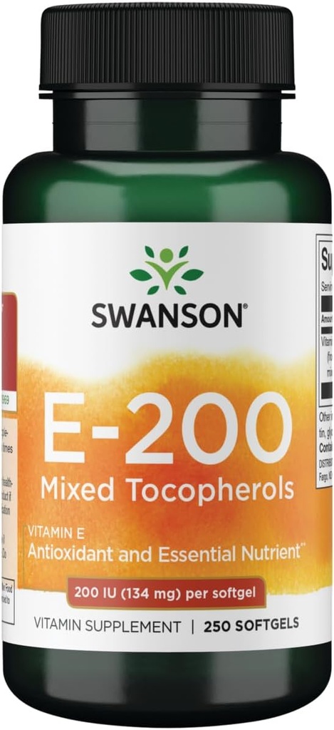 Swanson E-vitamin blandet tocopheroler 200 Iu (134 milligram) 250 Sgels