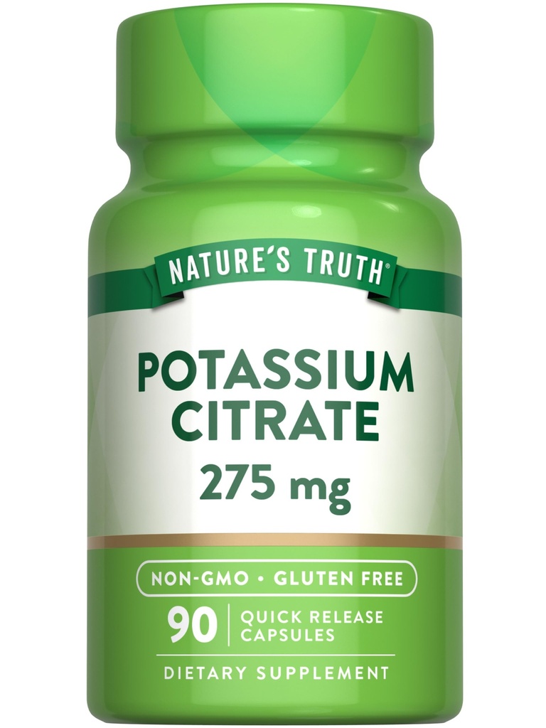 Nature 's Truth Kalium Citrate Supplement: 124; 275mg; 124; 90 Kapsler: 124; Non- GMO & Gluten Free