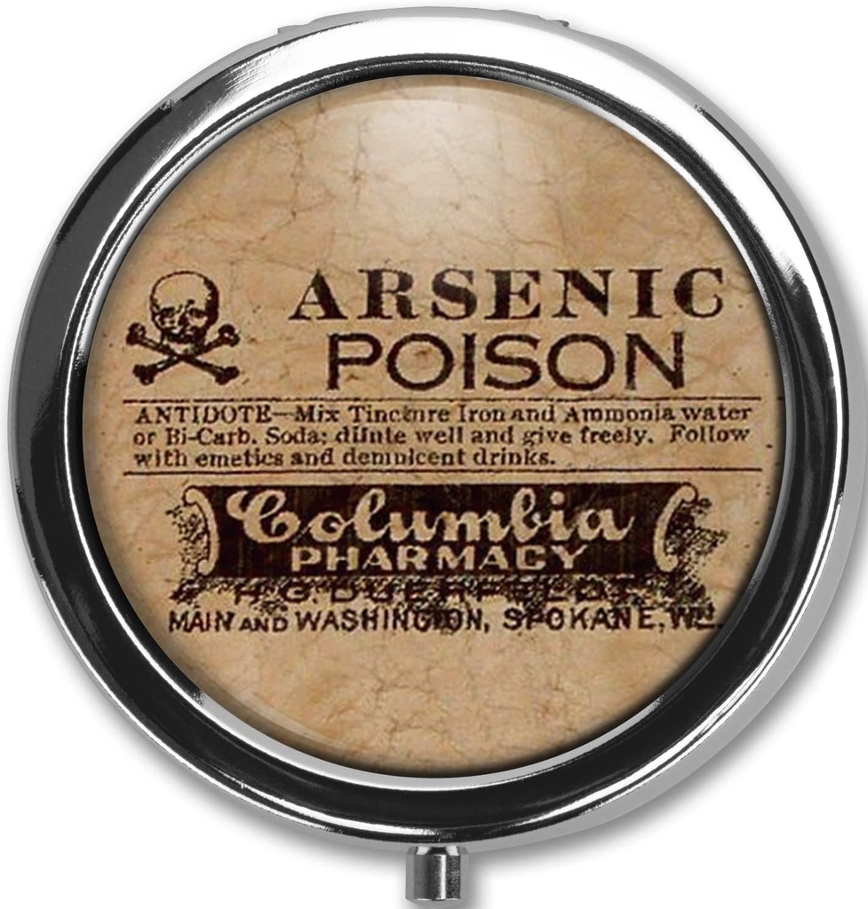 Pill Box sag Pillbox Holder Trinket Stash Box Arsenic Vintage Style Medicin Vitamin Pill Organizer Case (Arsenig Poison)