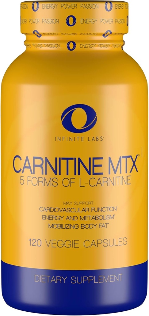 Infinite Labs L Carnitin 1000mg MTX - Amino Acid Blend of Carnitin Fumarate, L- Carnitin L- Tartrat, Acetyl L- Carnitin, L- Carnitin HCL, L- Carnitin Base 120 Veggie kapsler.