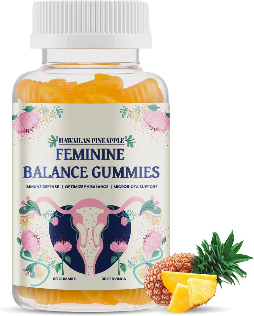 Feminin Balance Gummies, Premium Balance Gummies - Hawaii Ananas, Support Women 's Health & Wellness, Balanceret pH, Forbedre immunforsvaret, Vegan, Gluten- Free