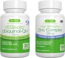 VESIsorb Ubiquinol- QH + Zink Complex Bundle for Fertility, Fast- Actioning Advanced CoQ10 100mg + 25mg Chelated Zink, by Igennus
