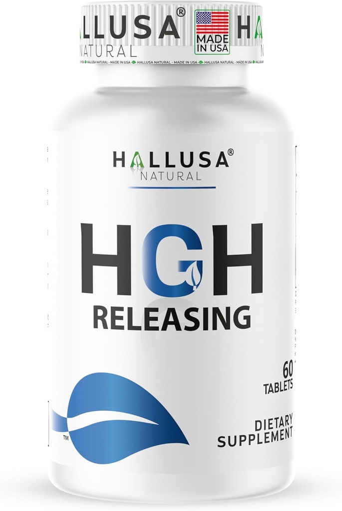 Hallusa Natural Hall HGH Complex - Amino Acid Complex - Muscle & Workout Support - Energy & Recovery Formel - L-Arginin, L-Ornithin, L-Glutamin - 60 tabletter (30 dages forsyning)