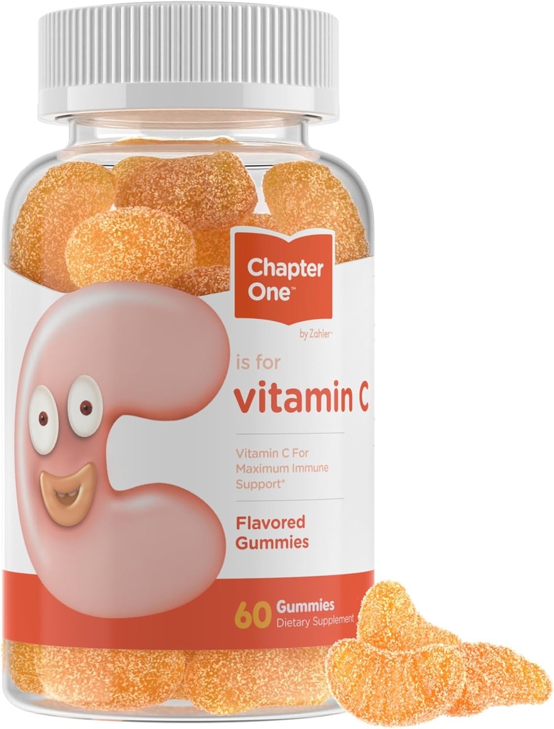 Zahler - Chapter One Vitamin C Gummier til voksne & Børn 125 mg (60 Aromatiserede Gummier) Certificeret Kosher Gummy Vitamin C Chewable Vitamin Gummies - Chewable Vitamin C Gummies - Vitamin C Gummies Kids