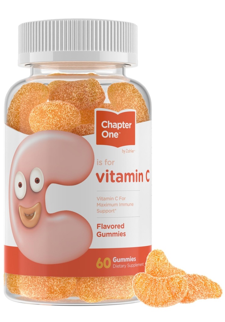 Zahler - Chapter One Vitamin C Gummier til voksne & Børn 125 mg (60 Aromatiserede Gummier) Certificeret Kosher Gummy Vitamin C Chewable Vitamin Gummies - Chewable Vitamin C Gummies - Vitamin C Gummies Kids