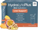 Hydralyte Leverstøtte + Electrolyte Mix med mælk tidsel, gurkemeje, Ingefær, Prickly Pære, Green Tea Extract Formuleret til hurtig rehydrering (Peach Passion Ginger, 20 Pakets)