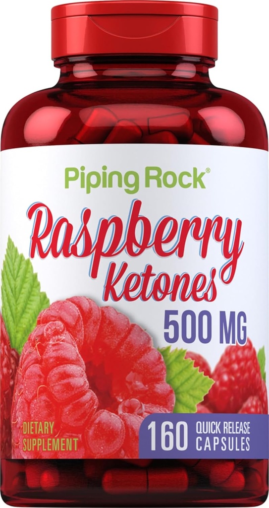 Piping Rock Raspberry Ketoner 500mg • 124; 160 Kapsler • 124; Non- GMO & Gluten Free Supplement