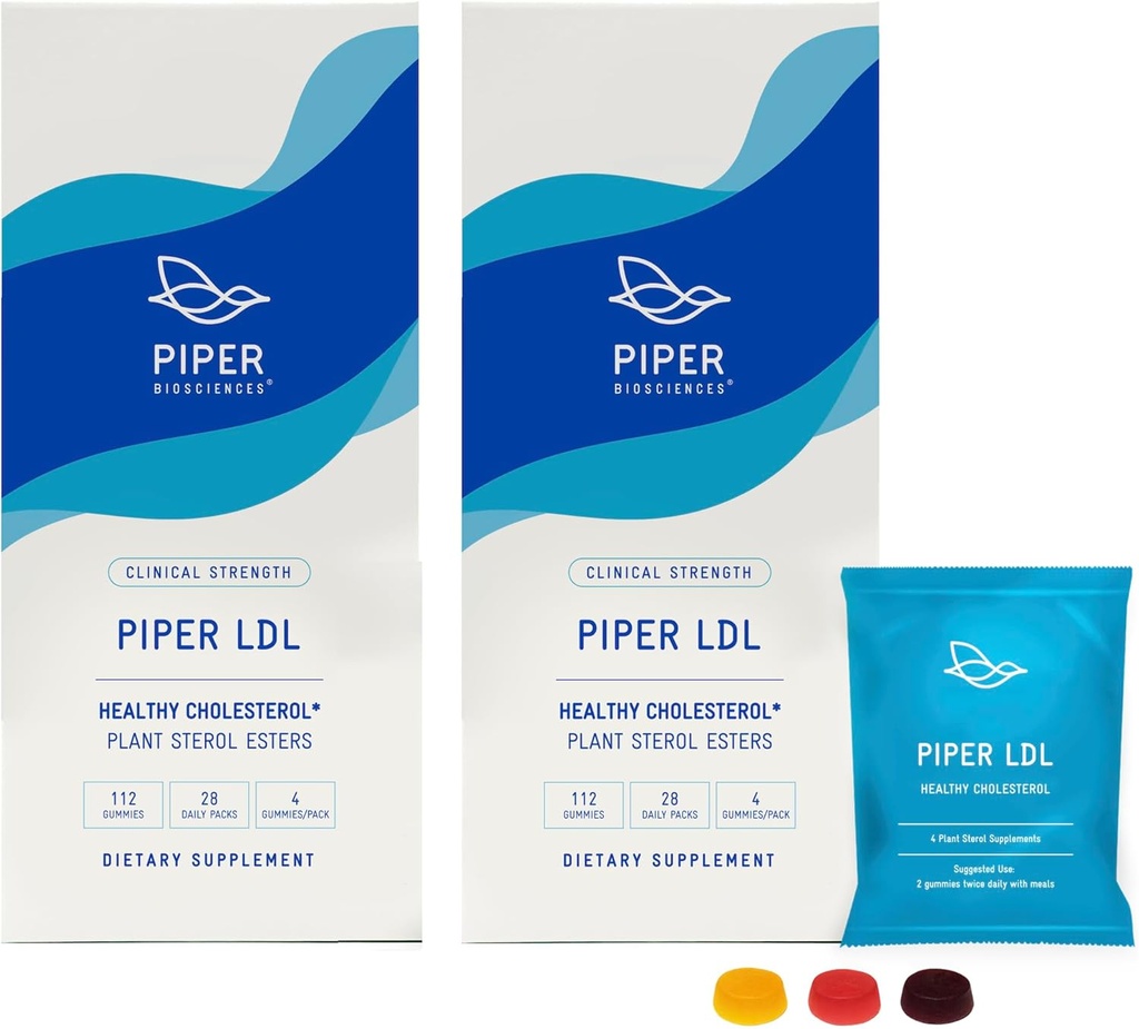 Piper LDL Cholesterol Health Plant Sterol Gummies: Plant Steroler Cholesterol Supplement (2 bokse, 224 gummies)