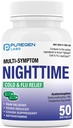 Puregen Labs Nighttime Cold and Flu Relief Medicine Note 124; 50 Softgel Liquid Capsules Note 124; Hjælper Relieve Sore Hals, Hough, Feber, Hovedpine, Runny Næse, Congestion og Aches