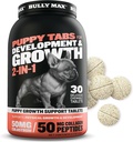 Bully Max 2- in-1 Puppy Vitaminer - 30 tyggetabletter til udvikling og vækst af hvalpe - Hundebehandlinger, Vitamin & Kosttilskud til små hunde & store Breed Growing Pups - Kan bruges som mad Topper