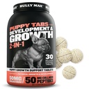Bully Max 2- in-1 Puppy Vitaminer - 30 tyggetabletter til udvikling og vækst af hvalpe - Hundebehandlinger, Vitamin & Kosttilskud til små hunde & store Breed Growing Pups - Kan bruges som mad Topper