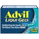 Advil Liqui- Gels Pain Reliever og Fever Reducer, Smerte Medicin for voksne med Ibuprofen 200 mg for hovedpine, rygsmerter, menstruel smerte og fælles smertelindring - 20 flydende fyldte kapsler