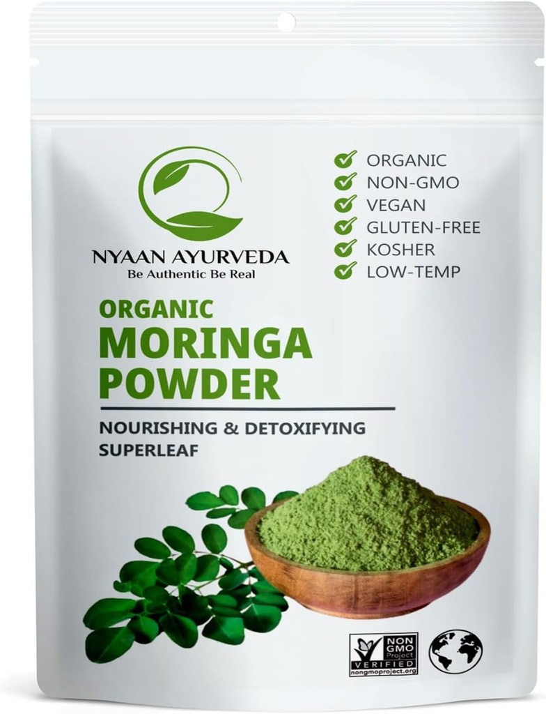 Moringa Powder (8 Ounce), Moringa Oleifera Leaf Powder Б124; Gentle Tørrede blade Б124; 227g (8 Ounce) Pack Б124; Pakning med 1