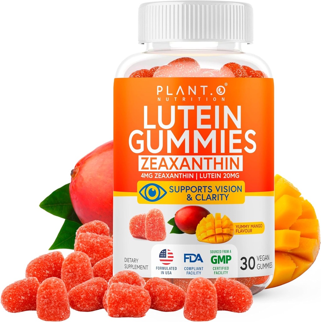 Lutein & Zeaxanthin Gummies - Lækker Vegansk Eye Health Vitamin Klinisk Studerede 20mg Lutein og Zeaxanthin til Vision Clarity Dry Eye Relief og Blue Light Support