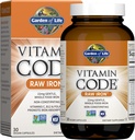 Livets Vitamin Code Raw Iron Supplement - 30 Veganske kapsler, 22mg En gang daglig jern, Vitamin C, B12, Folate, Frugt, Veggies & Probiotika, Jern Kosttilskud til kvinder, Energi & Anæmi Support