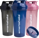 Smartshake Glossy 3- Pack Lite Protein Shaker Flaske 800 ml ttesmå 124; 27 oz - Læbefast Screw- on Lid - BPA Free - Unisex - (Sort, Deep Rose, Navy Blue)