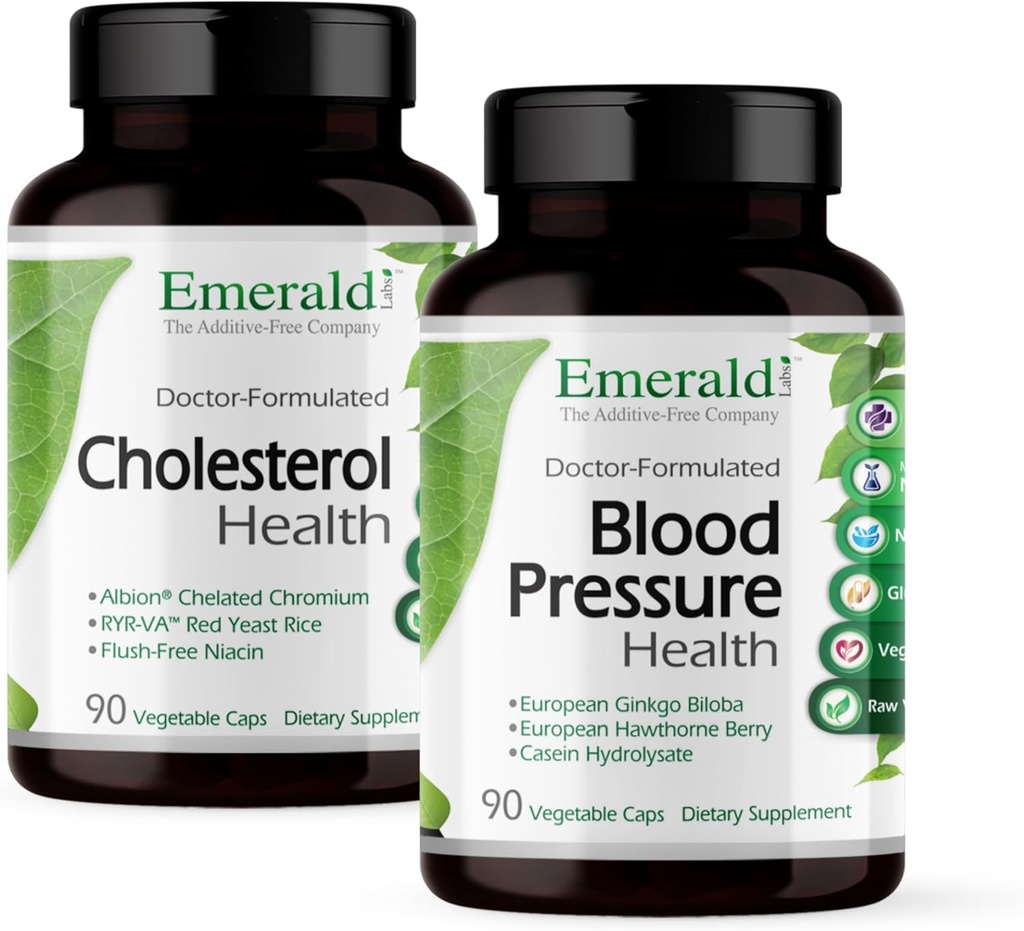 NØDSITUATION ETIKETTER Cholesterol Sundhed (90 Caps) & Blodtrykssundhed (90 Caps) - Support Heart & Circulatory System - Support Blood Pressure Niveauer i et normalt område - Gluten- Free - 30 - Day Supply