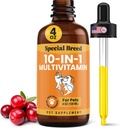 10- 1- Flydende Multivitamin til hunde og katte, 4 Ounce Multi Vitamin Supplement, Vitamin til hunde, Vitamin til katte, med Glucosamin & Tranebær, 4 oz