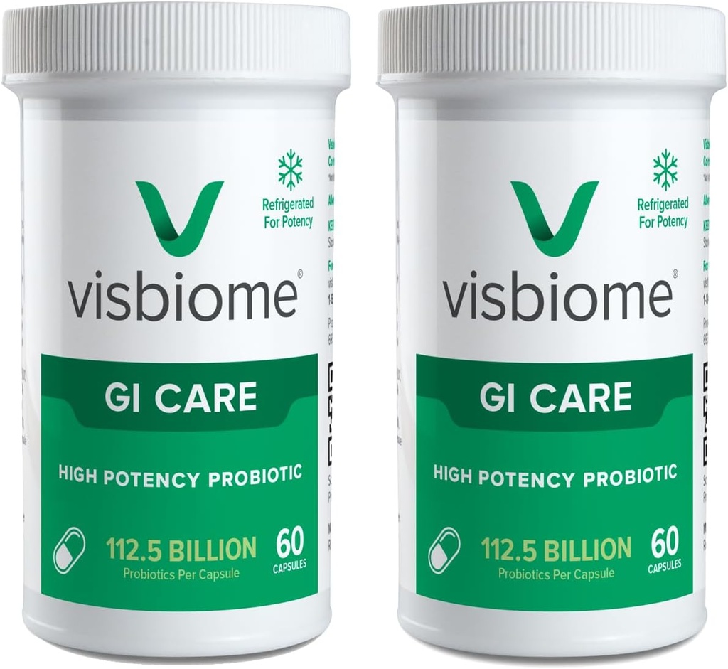 Visbiome ® GI Care - High Potency Probiotic - 112,5 Millioner CFU Live Probiotika, Original De Simone Formulering, Lavet i USA, 120 kapsler.