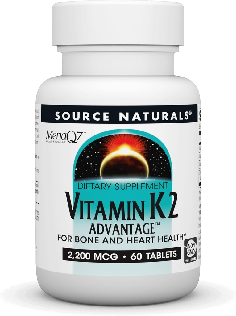 Source Naturals Vitamin K2 Fordel, for ben og hjerte sundhed *, 2200 mcg - 60 tabletter