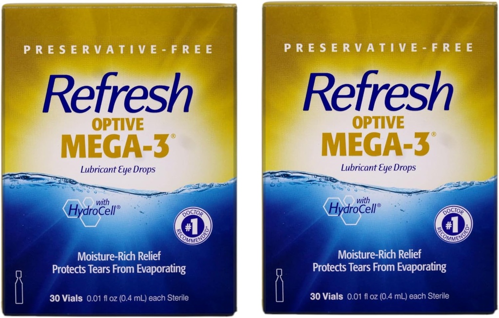 Genopfrisk Optive Mega-3 smøremiddel øjendråber, 30 Single- Use (pakke med 2)