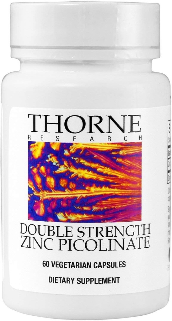 Thorne Research - Zink Picolinate 30 Milligram (Tidligere dobbelt styrke Zink Picolinat) - Well- Absorberet Zink supplement til immunfunktion - NSF Certified for Sport - 60 kapsler