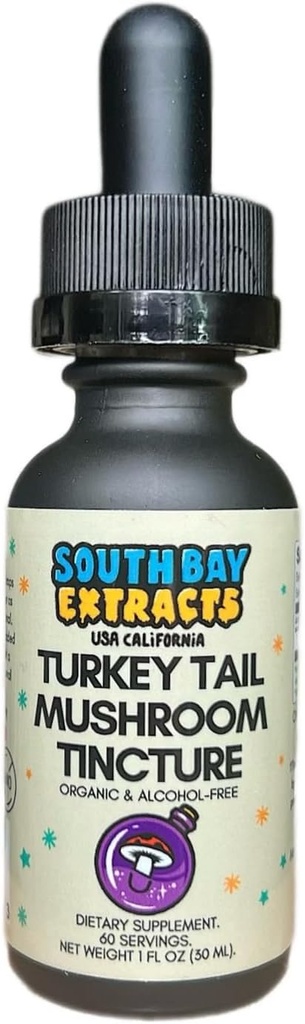 Tyrkiet Tail Mushroom Tinktur Udtræk Flydende Drops 1 oz - immunforsvar Elixir - Alkohol fri - Vegan - Natural Wellness Booster - Dobbelt ekstraktion - Økologisk supplement - USA Made Mushrooms