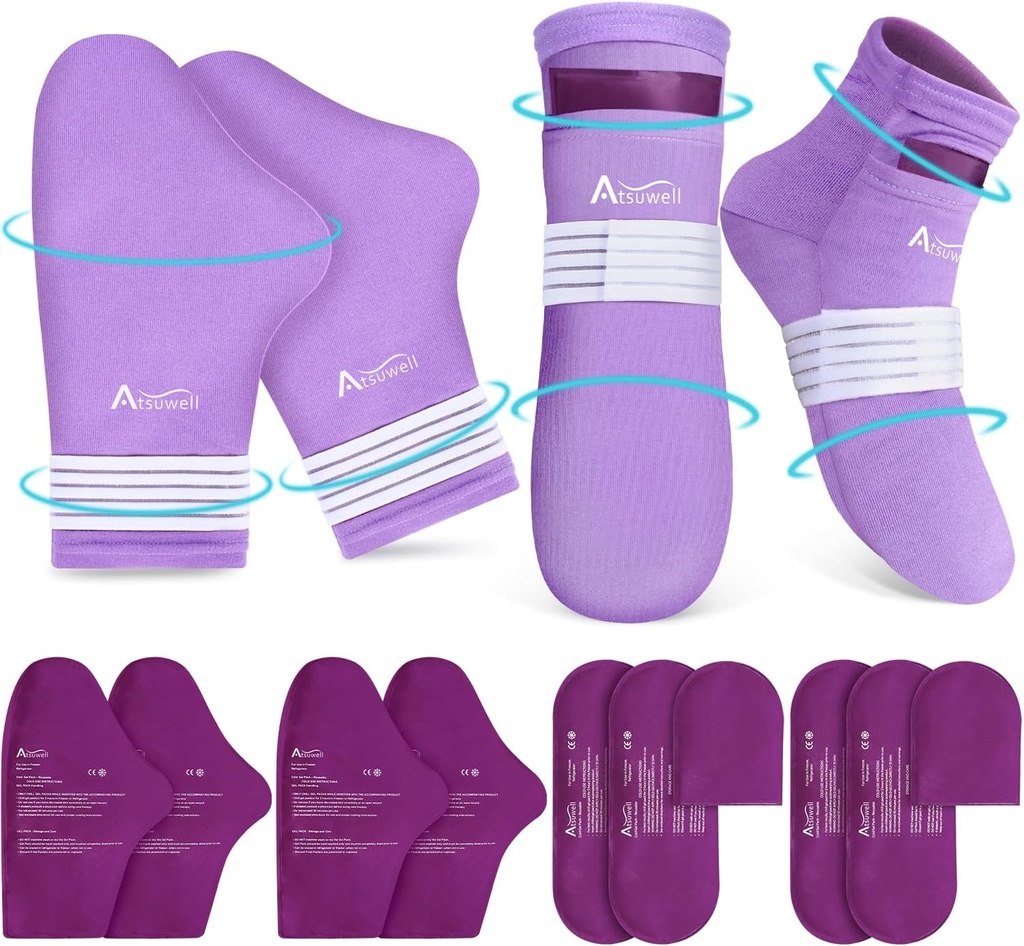 Atsuwell Foot Hand Ice Pack til Kemoterapi, Chemo Cold Gloves og Socks til neuropati, Cold Therapy Socks og Cold Gloves Comfort Produkter til lindrende ubehag, Chemo Care Pakke Gave, L / XL