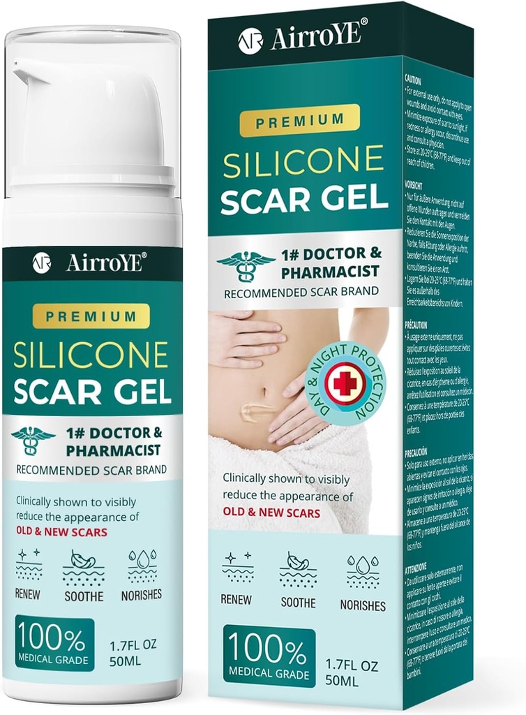 Silicone Scar Gel til Stretch Mark: 100% Silicone Scar Cream - Fjern nye gamle Skin Scars 50g