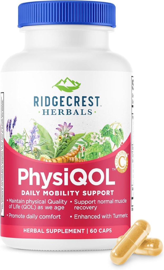 Ridgecrest Herbals PhysiQOL, Herbal Supplement med Boswelia og Tumerisk (60 Vegan Caps, 30 Serv)