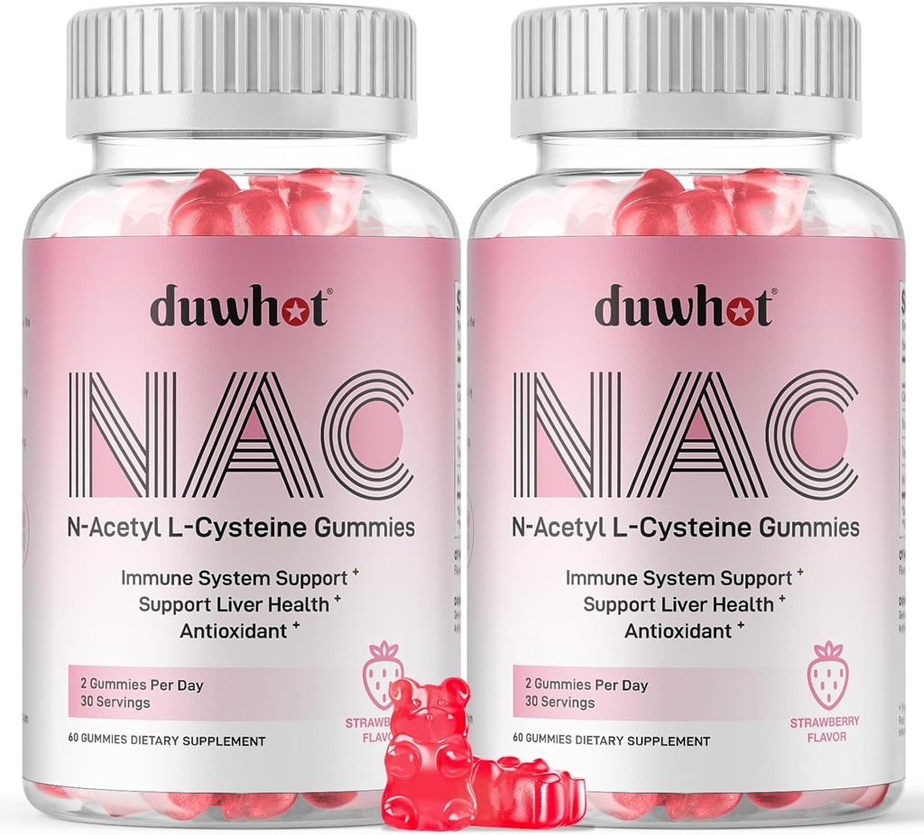 NAC Gummies 600mg, N Acetyl Cysteine Supplement NAC Chewable for antioxidants & immunsupport, Lung & Lever Health, Natural Strawberry Flavor, 120ct