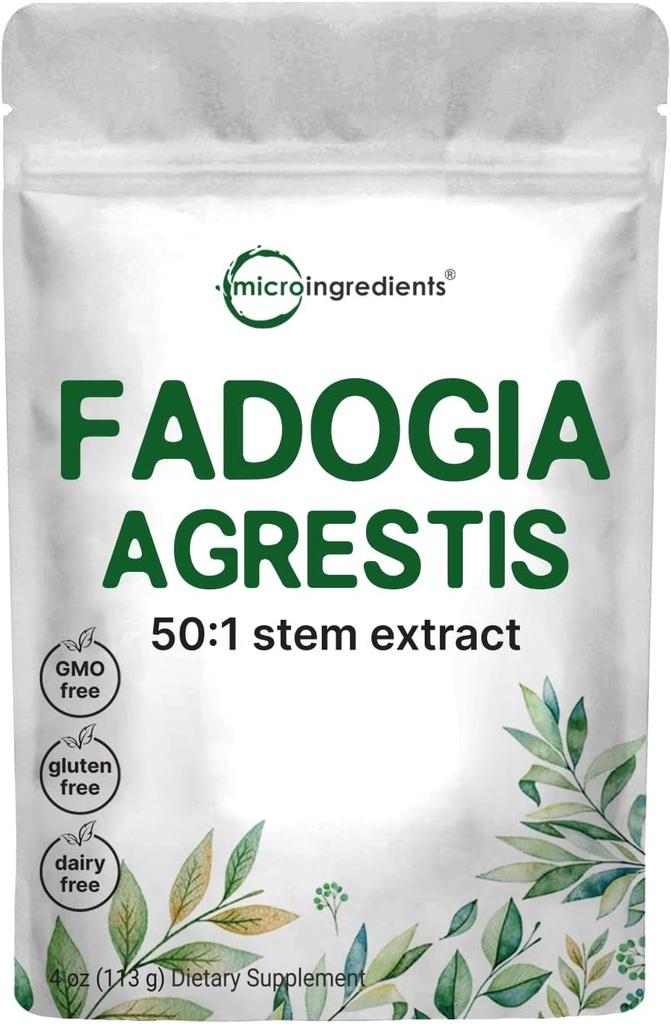 Fadogia Agrestis 600 mg per servering, 50: 1 Extract Powder, 4 Ounce, Meget renset og biotilgængelig, USA tredje part testet, maksimal styrke, ingen Filler, ingen tilsætningsstoffer, ikke-GMO & ingen gluten