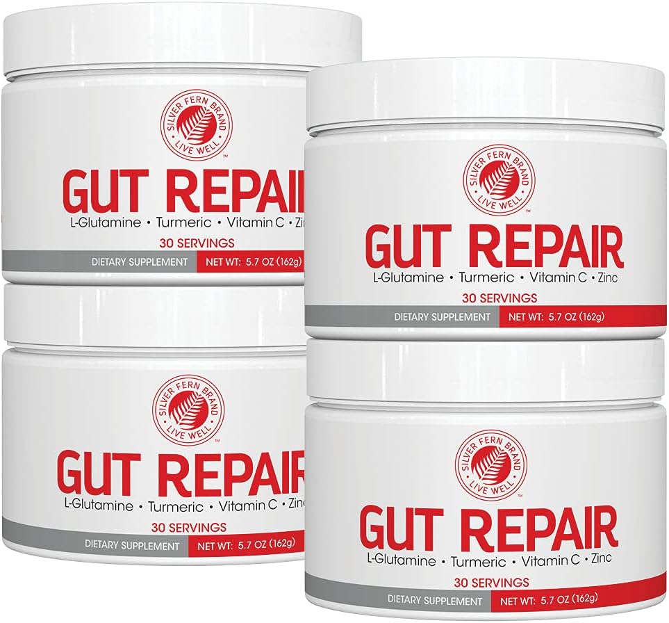 Silver Fern Gut Repair - Digestive Health Supplement Powder L-Glutamine, Curcumin, Zinc, Ascorbic Acid Blend