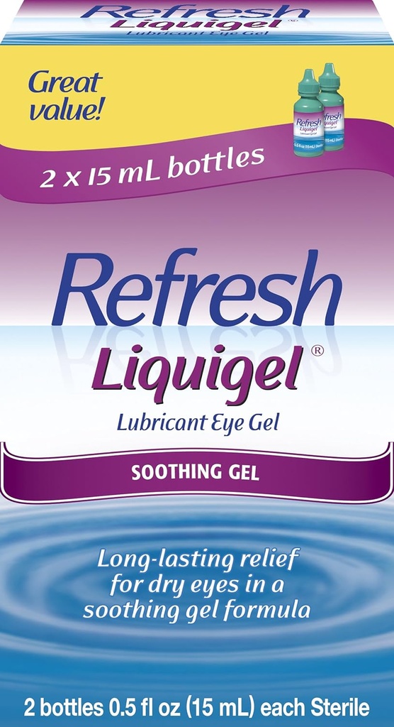 Opfrisk Liquigel Smøremiddel Eye Gel, 2 flasker 0,5 Fl Oz (15ml) Hver Steril (30ml)