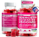Quercetin Gummies - 2500MG Quercetin med Bromelain L- theanin & Zink - Pure Supplement for immunsystem Lung and Allergy Support - Immunity Booster Vegan Kosttilskud til børn og voksne - Made in US