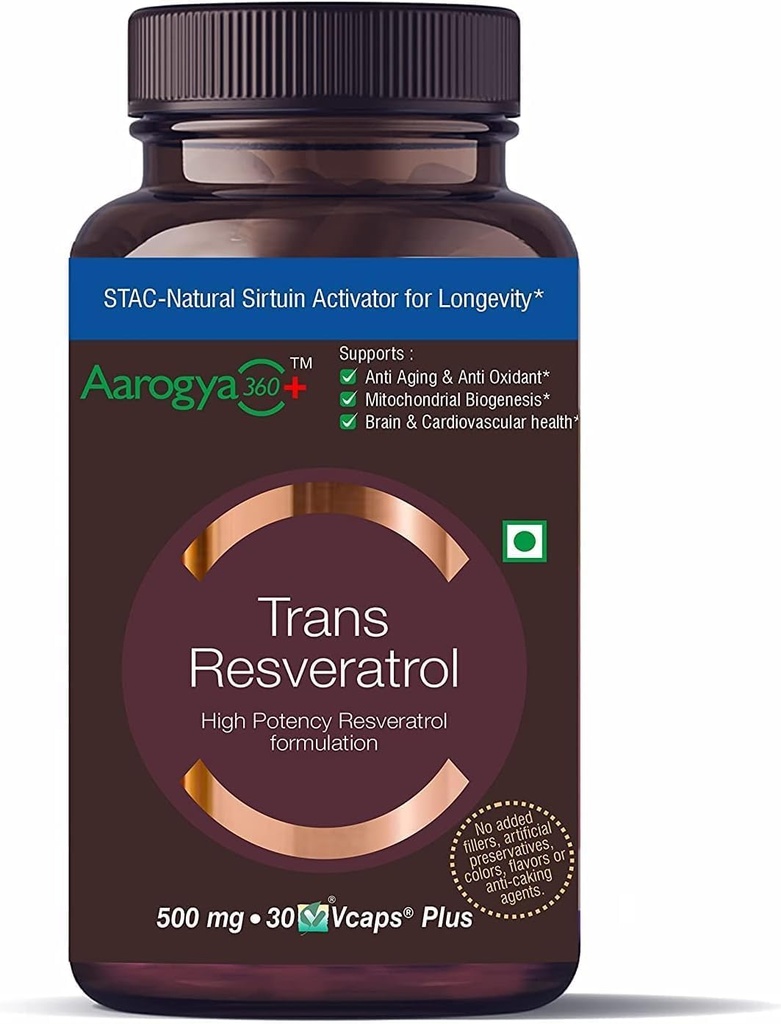 Pure Trans Resveratrol 500 mg med Bio Perine Anti Aging Skin Care Antioxidant supplement til hjertesundhed & daglig immunstøtte 30 Veg Kapsler