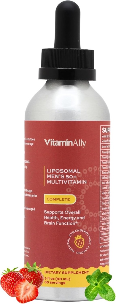 Liposomal Mænds 50 + Flydende Multivitamindråbe- 124; Non- GMO - 124; Sukker - fri - 124; Gluten - fri - 124; 30 dages forsyning - 124; 3 FL - Oz - 124; Understøtter Hjerne - sundhed, immunitet og energiproduktion