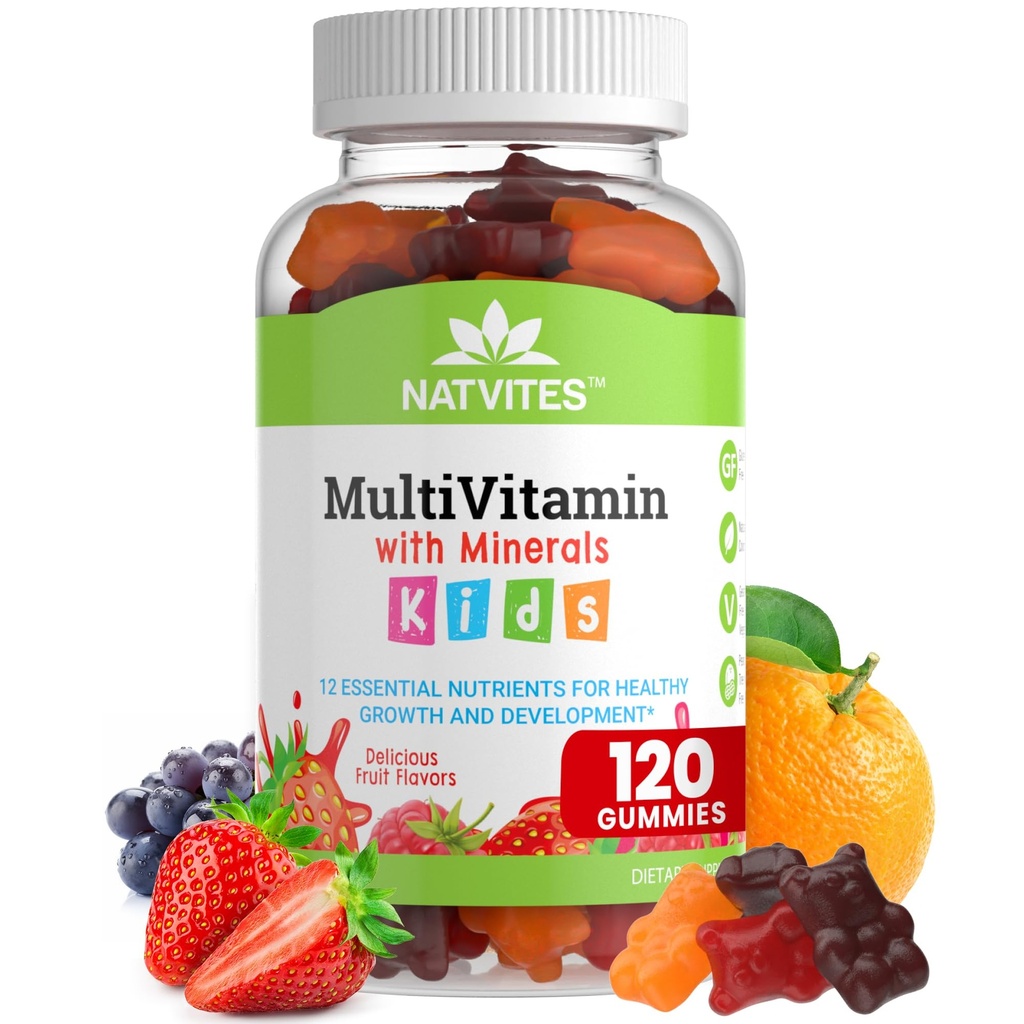 Komplet Kids Multivitamin Gummies - 120 Greve af essentielle daglige vitaminer og mineraler til immunforsvar, fokus, & vækst - Perfekt til tandlæger, børn, Teens, og Picky Eaters!