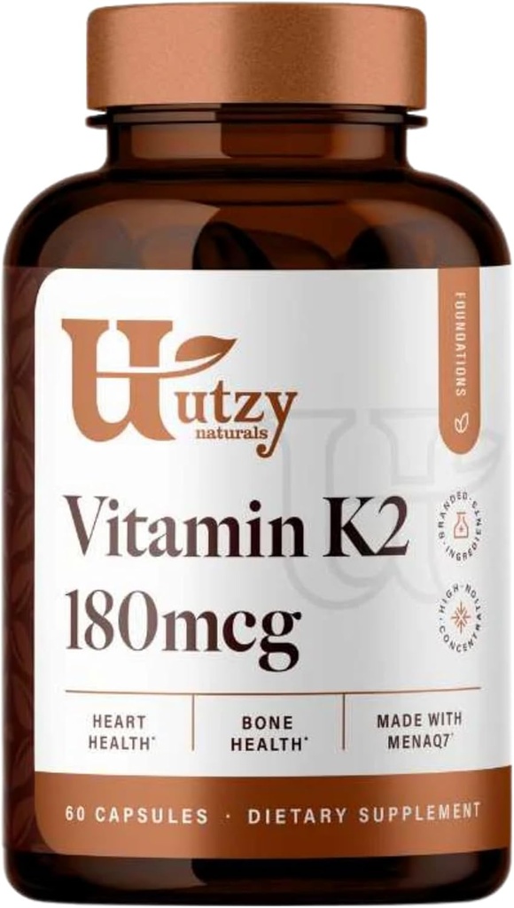 Utzy Naturals K2 Vitamin 124; 180 mcg MenaQ7 ® Form af K2