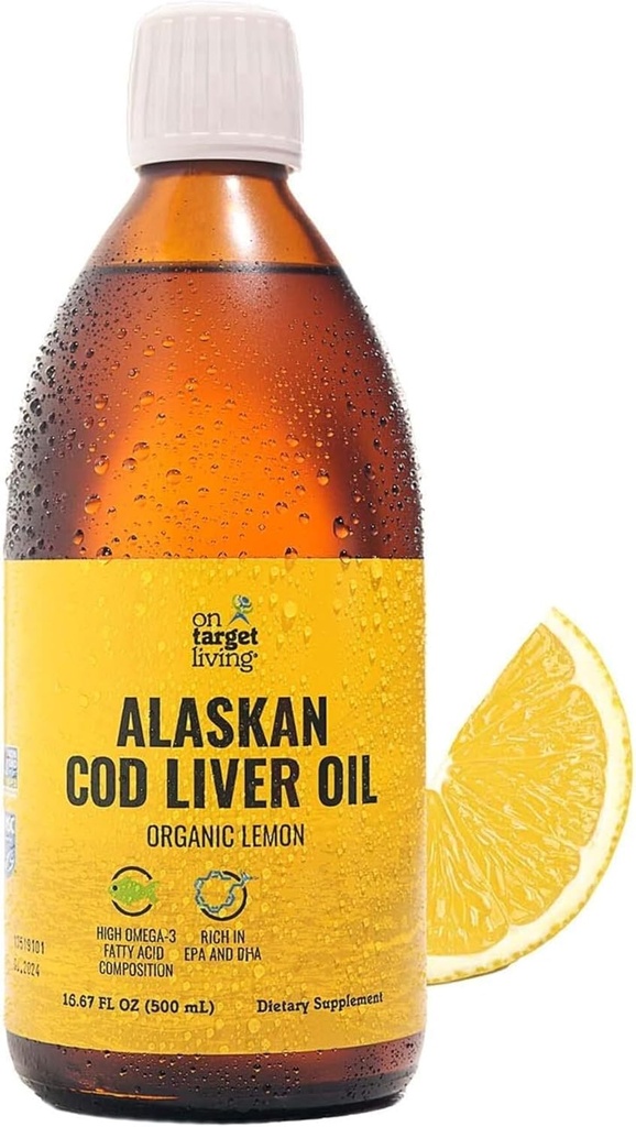 På Target Living Alaska Cod Lever Oil Flydende 124; Organic Lemon Flavor 16,67 oz