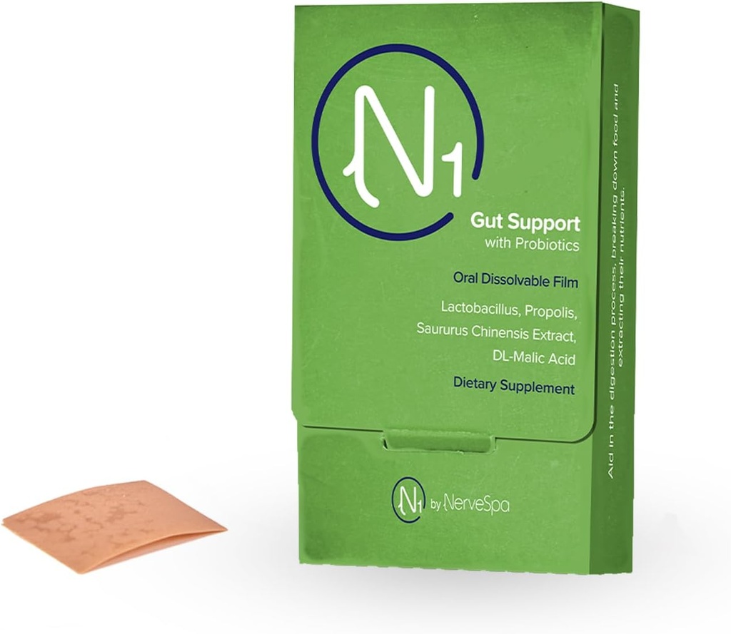 M PAIN MANAGEMENT TEKNOLOGI Gut Support with Probiotics Oral Dissolable Film N1 by NerveSpa - Forbedre fordøjelsen, Foundational Probiotics, Forbedre næringsstofabsorption, 10 film / boks
