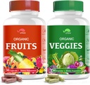 Økologisk Frugt og Veggie supplement, Superfood Vitamin Kapsler Lavet med hel mad og grøntsager til energi Boost, Vegan, Non- GMO, Gluten- fri (90 Kapsler)