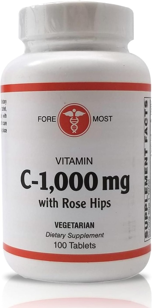 Holistisk sundhed C-vitamin med Rose HIPS 1000mg tabletter, C-vitamin tabletter til at øge immunitet, opretholdelse af optimalt blodtryk, og sundere inflammatoriske svar, 100 tabletter