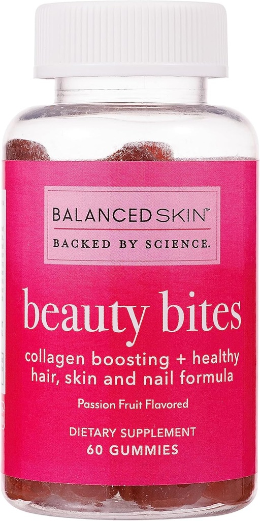 Skønhed Bites Biotin Gummy Vitaminer - hår hud negle supplement til hårvækst og sund hud * - Passion Fruit Flavored Gummies med 6000 mcg biotin, collagen, og vitaminer