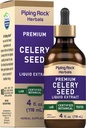 Piping Rock Celery Seed Extract Liquid Drops Mex124; 4 Fl Oz Mex124; Herb Tincture Supplement Mex124; Vegetar & Alcohol Free Mex124; Non- GMO, Gluten Free