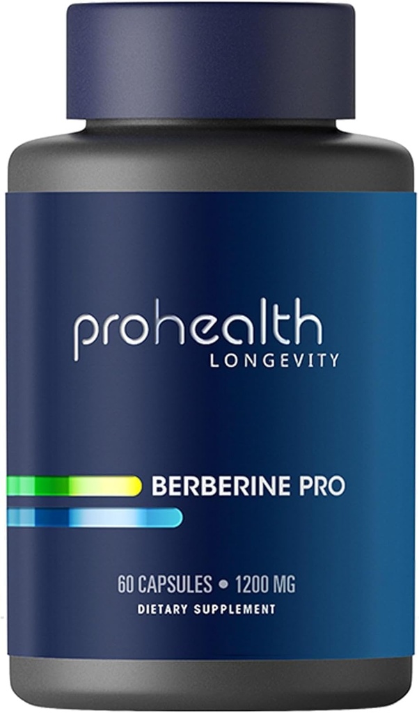 ProHealth Berberine Pro. Fremme ungdommelig stofskifte + sund kropssammensætning med Alpha Lipoic Acid & Black Pepper Extract. 1.200 mg pr. 2 Cap Servering, 60 Caps.
